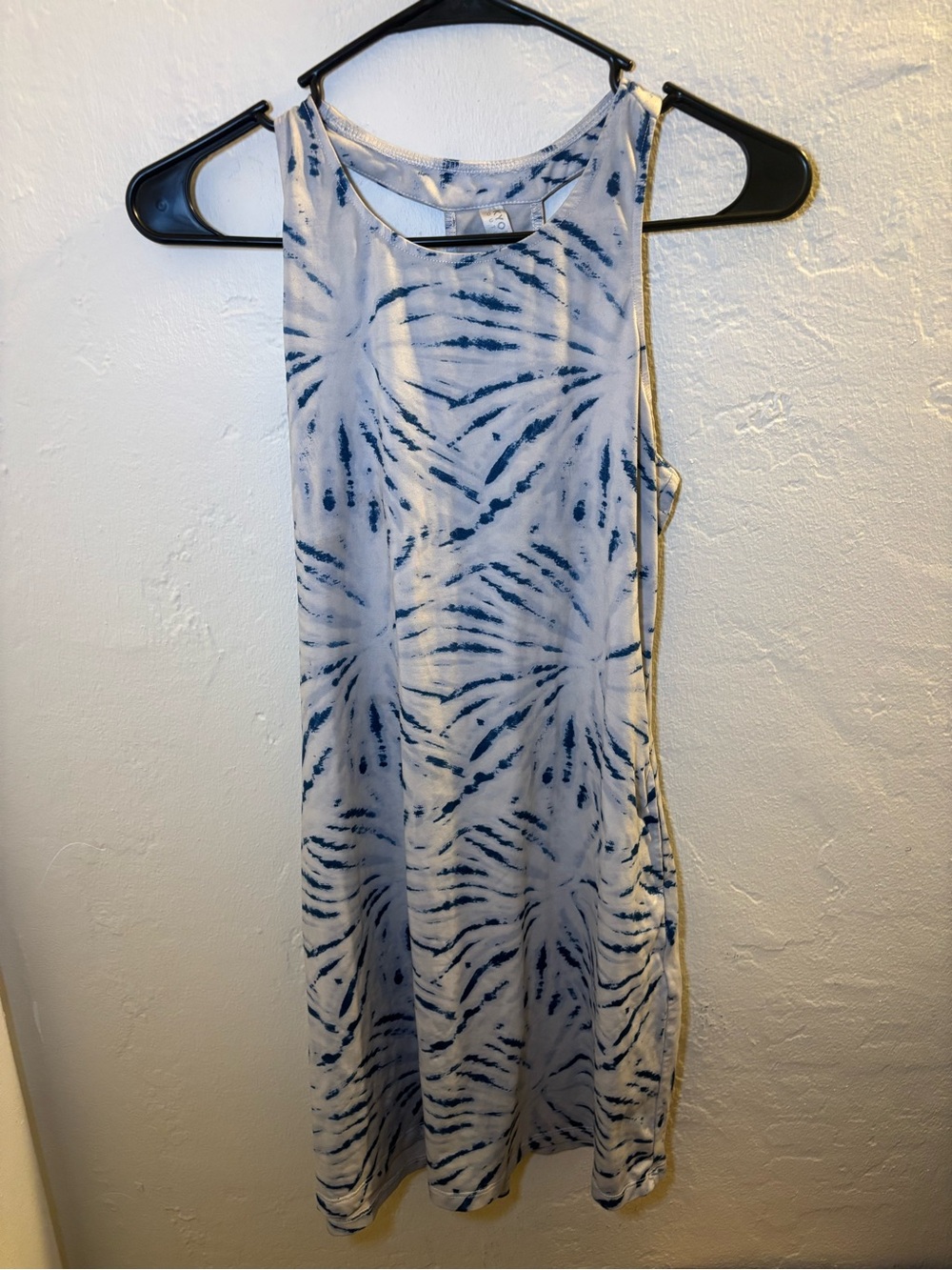 Sleeveless Blue Tie-Dye Shift Dress